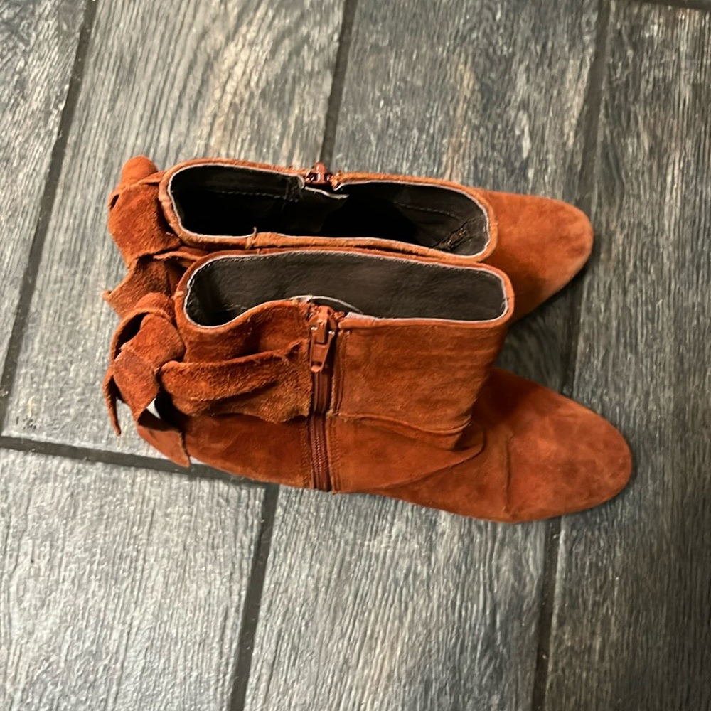 Suede tie booties